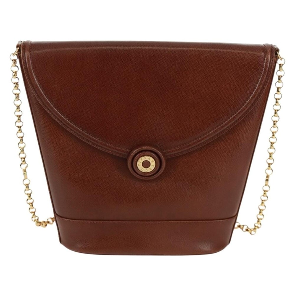 Tiffany & Co. Leather Chain Shoulder Bag Brown